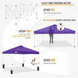 Easy Setup Straight Leg 10x10 Pop Up Canopy Tent w/ 100 sqft of Shade