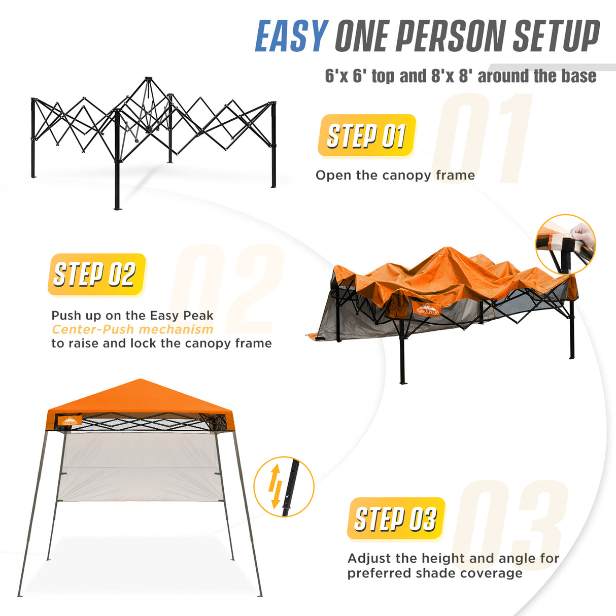 8x8 Pop Up Canopy Tent with Sidewall,8x8 Base 6x6 Top