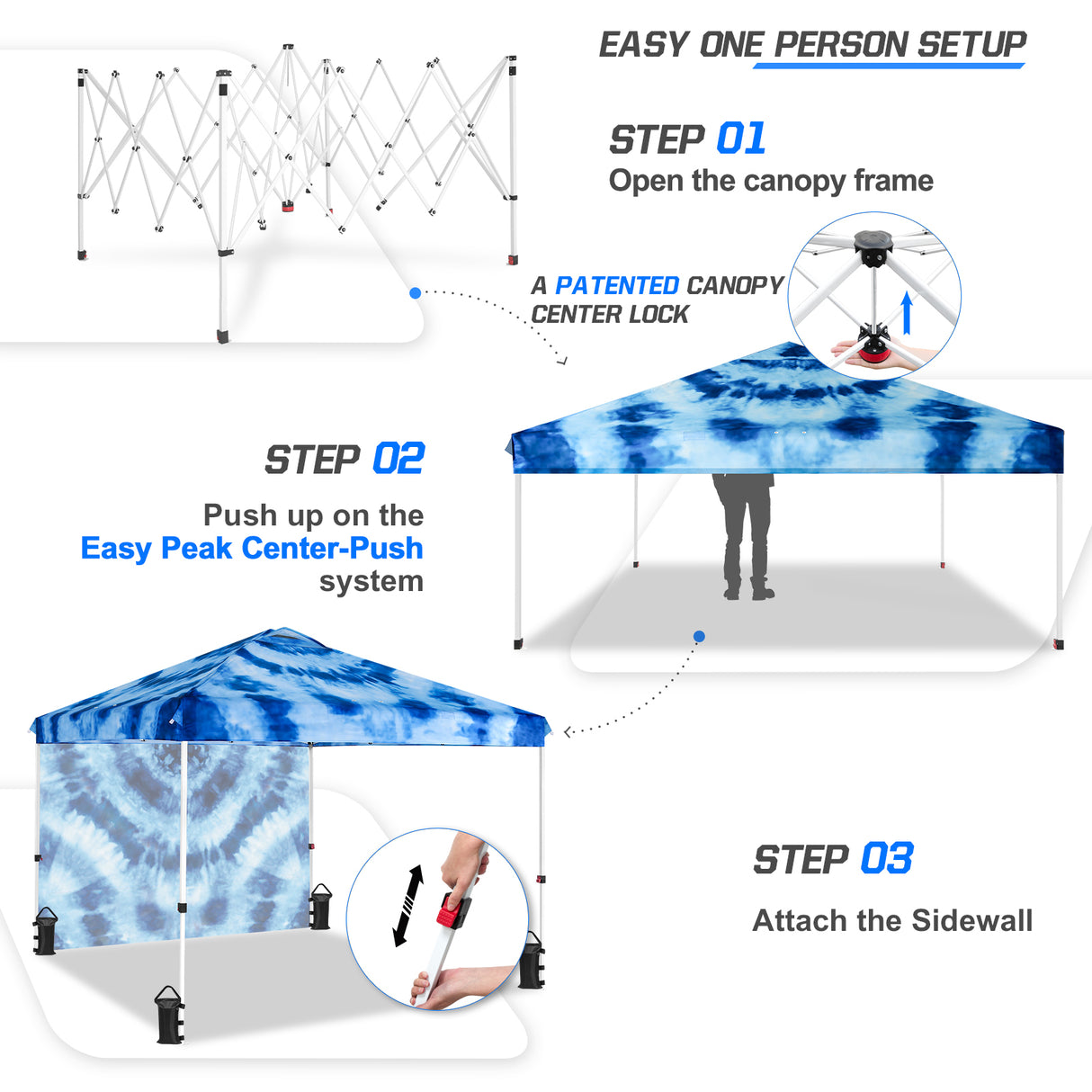 10x10 Commercial Pop up Canopy with 1 Sidewall, - Eagle Peak Custom Canopy Tent