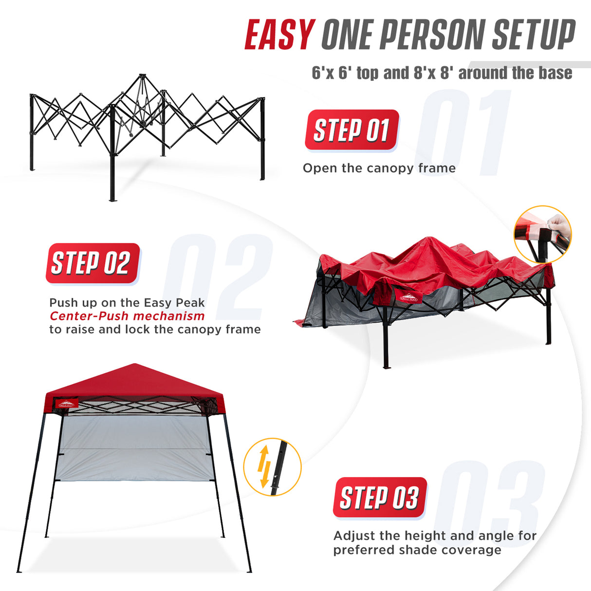 8x8 Pop Up Canopy Tent with Sidewall,8x8 Base 6x6 Top