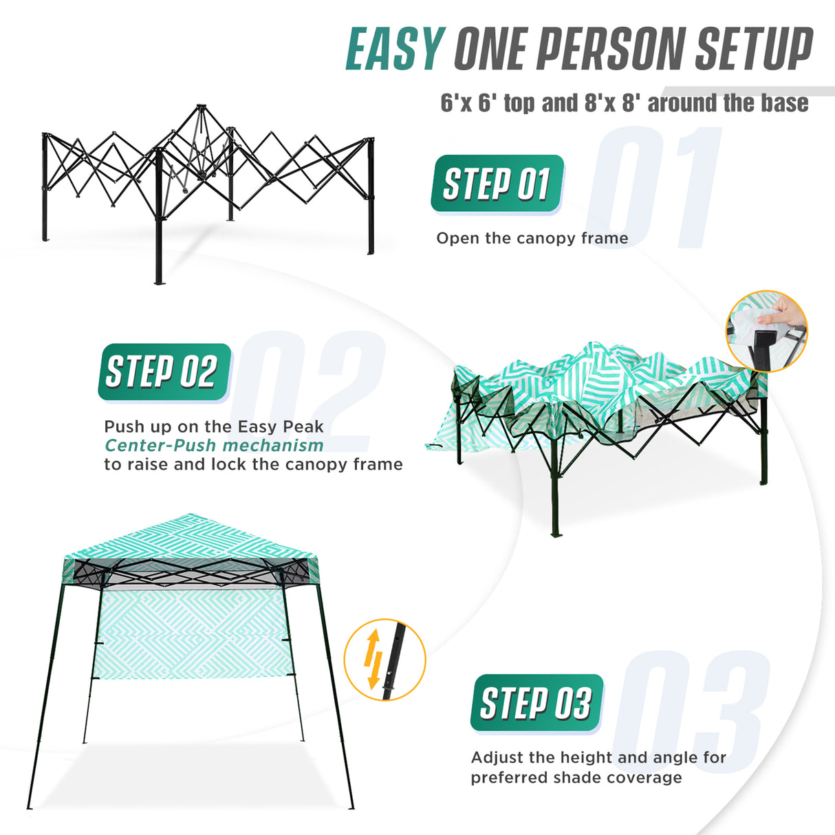 8x8 Pop Up Canopy Tent with Sidewall,8x8 Base 6x6 Top