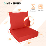 EAGLE PEAK Outdoor Deep Seat Patio Seat Cushion Set, 25x25x5 inch, 2-Piece Back Chair Cushion