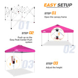 EAGLE PEAK 6.6x6.6 Pop Up Canopy Tent Instant Outdoor Canopy Easy Set - up Straight Leg Folding Shelter with Wheeled Bag, 8 Stakes and 4 Ropes, Blue/White - Eagle Peak Canopy and Outdoor Products