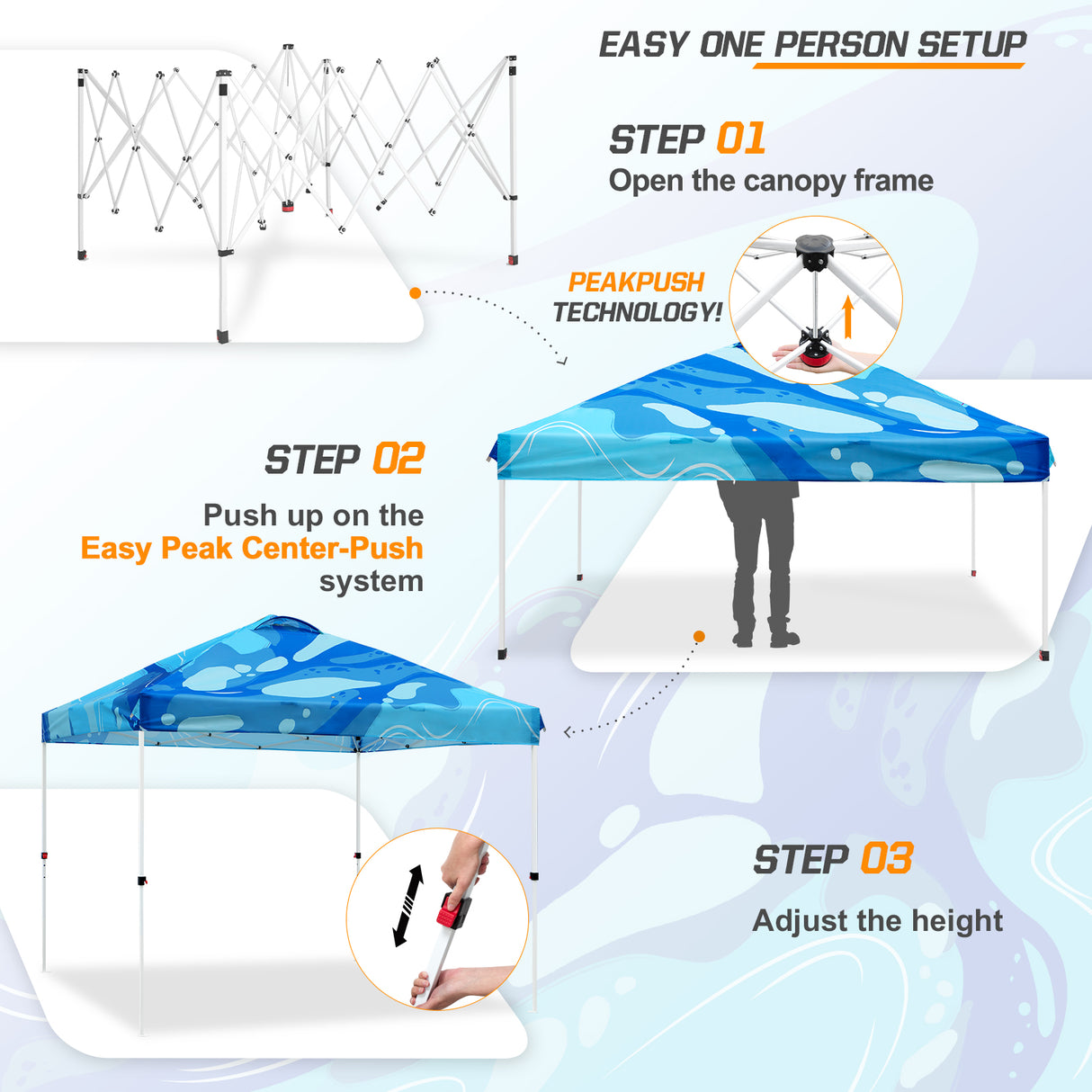 EAGLE PEAK E100/O100 Easy Setup 10x10 Straight Leg Pop Up Canopy Tent with 100 Sqft of Shade