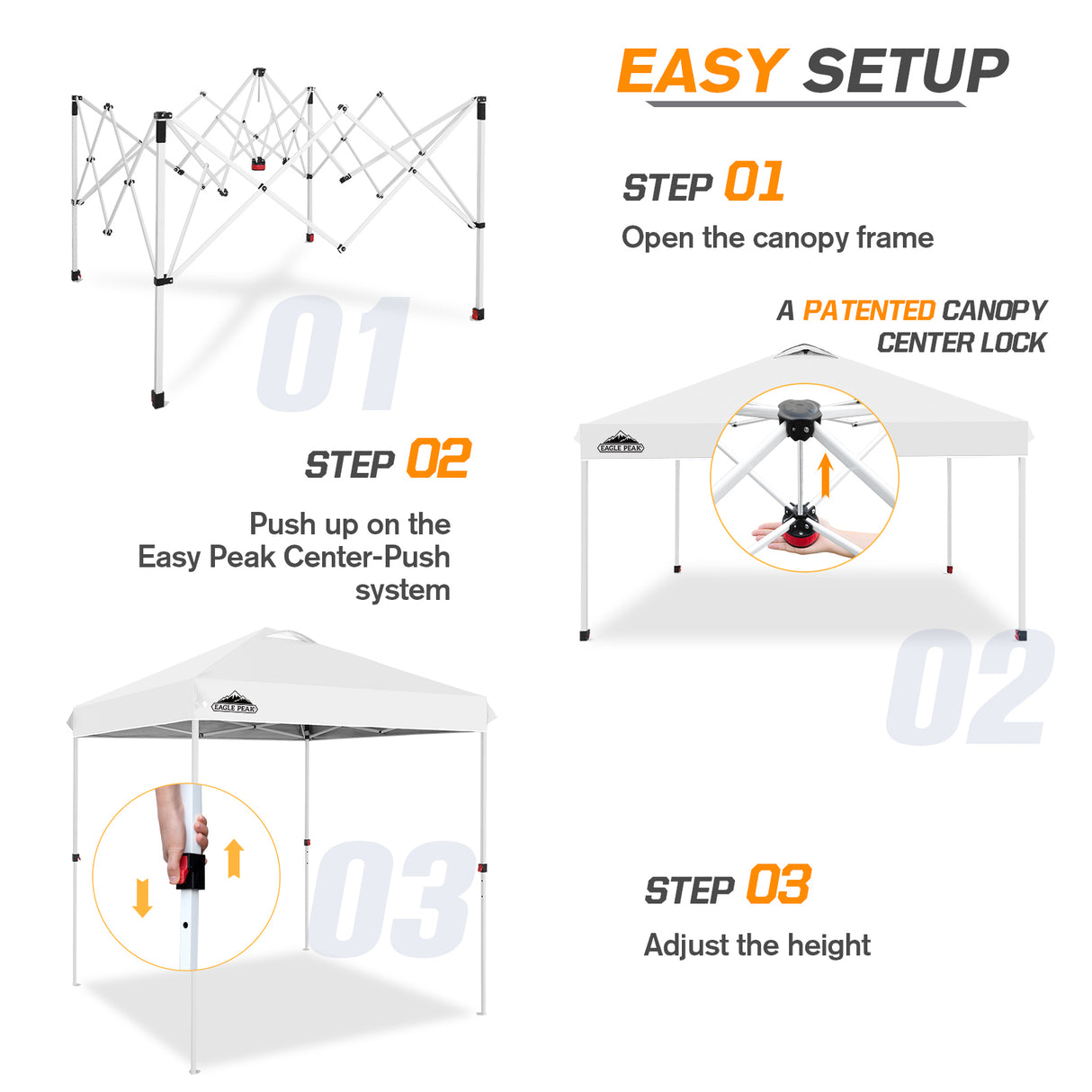 EAGLE PEAK 6.6x6.6 Pop Up Canopy Tent Instant Outdoor Canopy Easy Set - up Straight Leg - Eagle Peak Custom Canopy Tent