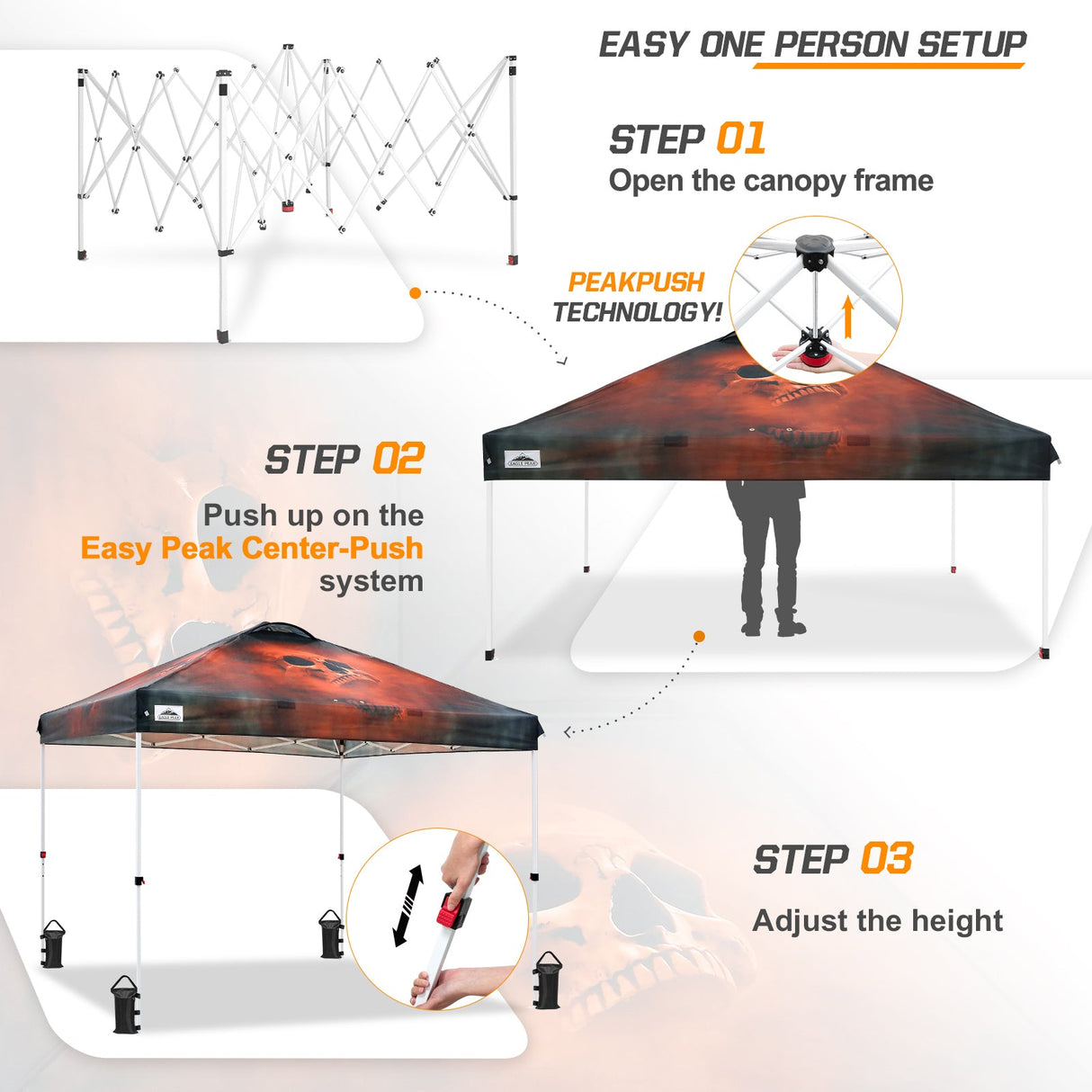 EAGLE PEAK E100/O100 Easy Setup 10x10 Straight Leg Pop Up Canopy Tent with 100 Sqft of Shade