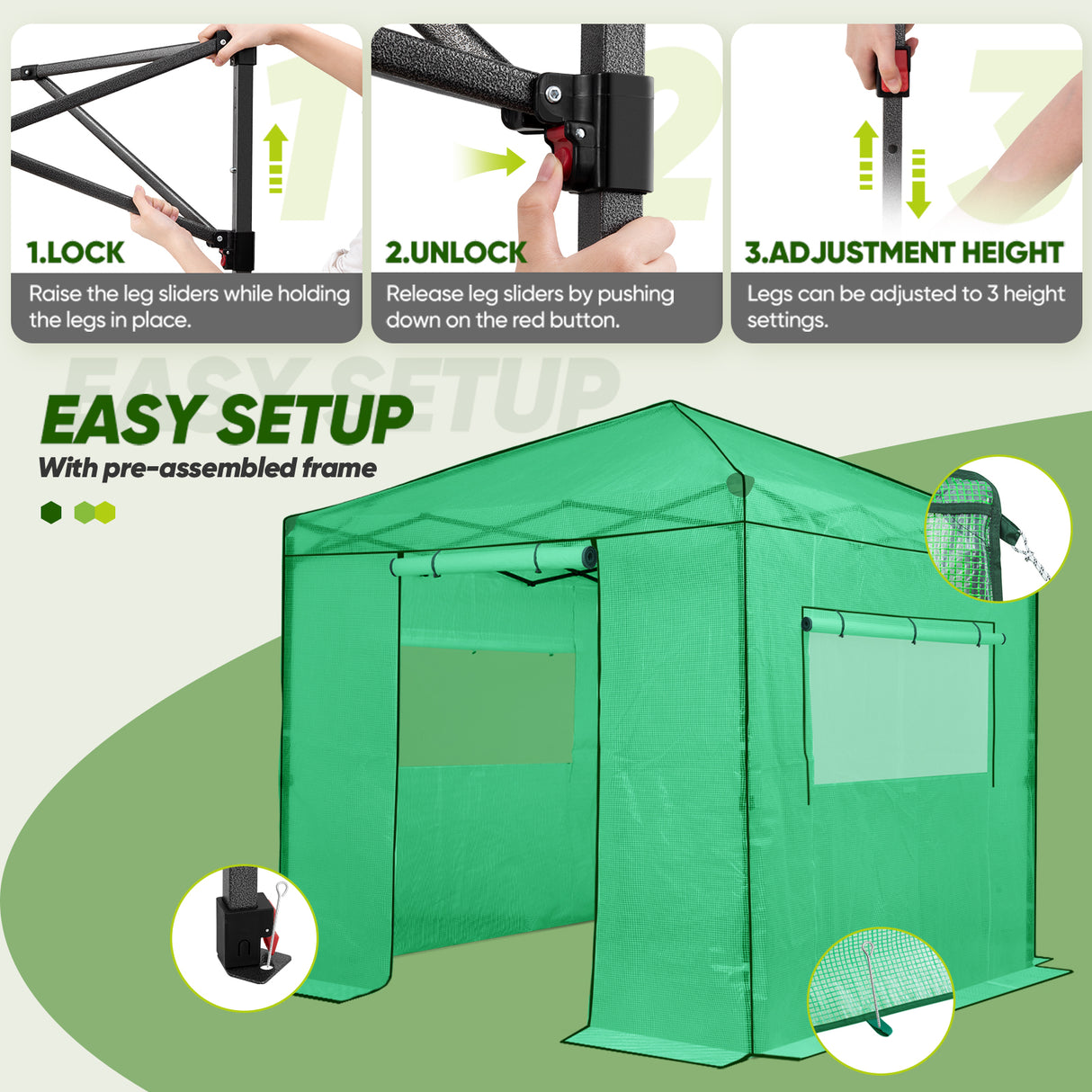 EAGLE PEAK 8x8 Portable Walk-in Greenhouse