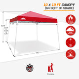 Slant Leg Pop up Canopy Tent, 10x10 Base 8x8 Top