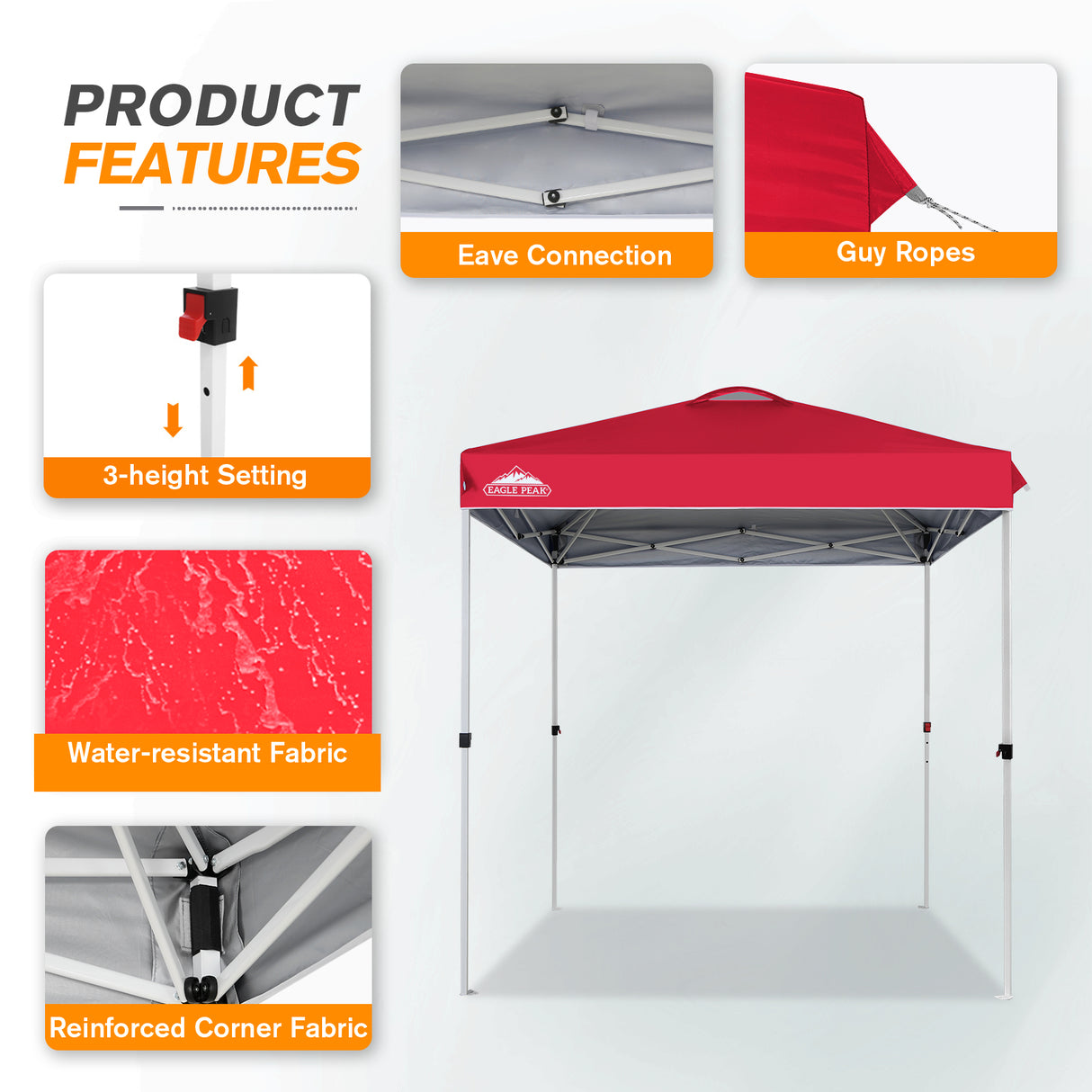 EAGLE PEAK 6.6x6.6 Pop Up Canopy Tent Instant Outdoor Canopy Easy Set - up Straight Leg - Eagle Peak Custom Canopy Tent