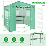 7x7 Pop up Greenhouse Portable Walk-in with 2 Foldable Shelves