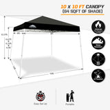 EAGLE PEAK Slant Leg Pop up Canopy Tent, 10x10 Base 8x8 Top