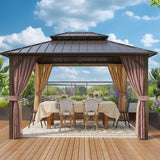 EAGLE PEAK Outdoor Aluminum Frame Galvanized Double Roof Gazebo, Includes Netting and Curtains - Eagle Peak Canopy and Outdoor Products