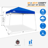 Slant Leg Pop up Canopy Tent, 10x10 Base 8x8 Top