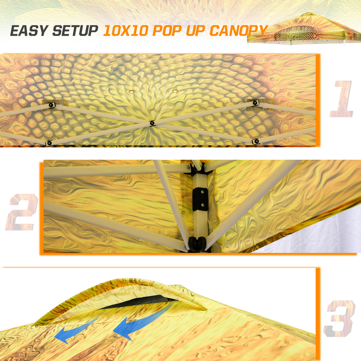 EAGLE PEAK E100/O100 Easy Setup 10x10 Straight Leg Pop Up Canopy Tent with 100 Sqft of Shade