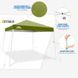 Slant Leg Pop up Canopy Tent, 10x10 Base 8x8 Top