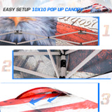 EAGLE PEAK E100/O100 Easy Setup 10x10 Straight Leg Pop Up Canopy Tent with Graphix Top