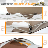 EAGLE PEAK E100/O100 Easy Setup 10x10 Straight Leg Pop Up Canopy Tent with 100 Sqft of Shade