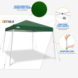 EAGLE PEAK Slant Leg Pop up Canopy Tent, 10x10 Base 8x8 Top