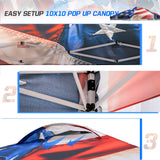 EAGLE PEAK E100/O100 Easy Setup 10x10 Straight Leg Pop Up Canopy Tent with Graphix Top