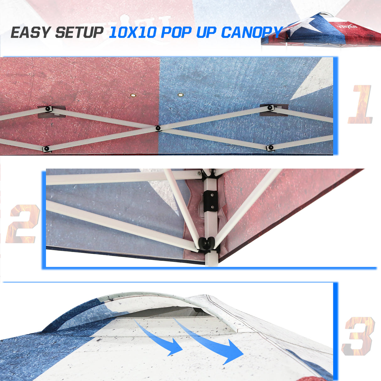 EAGLE PEAK E100/O100 Easy Setup 10x10 Straight Leg Pop Up Canopy Tent with 100 Sqft of Shade