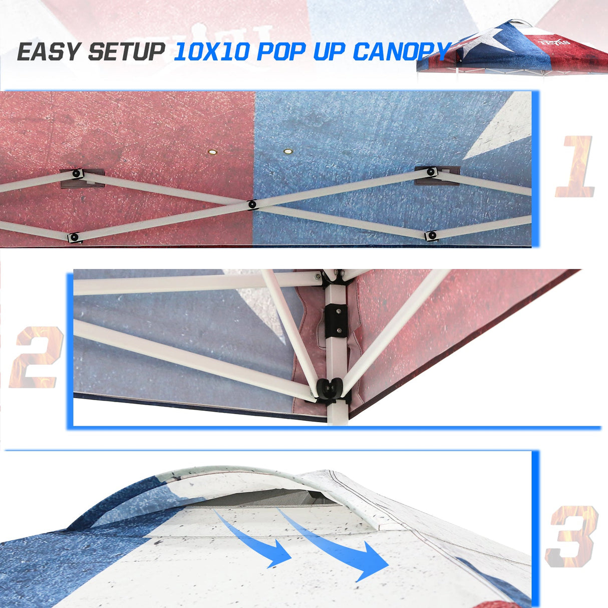 EAGLE PEAK E100/O100 Easy Setup 10x10 Straight Leg Pop Up Canopy Tent with Graphix Top