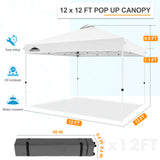 Pop Up Canopy Tent with Wheeled Carry Bag, 8 Stakes, 4 Ropes, 4 Weight Bags, 12x12 ft - Eagle Peak Custom Canopy Tent