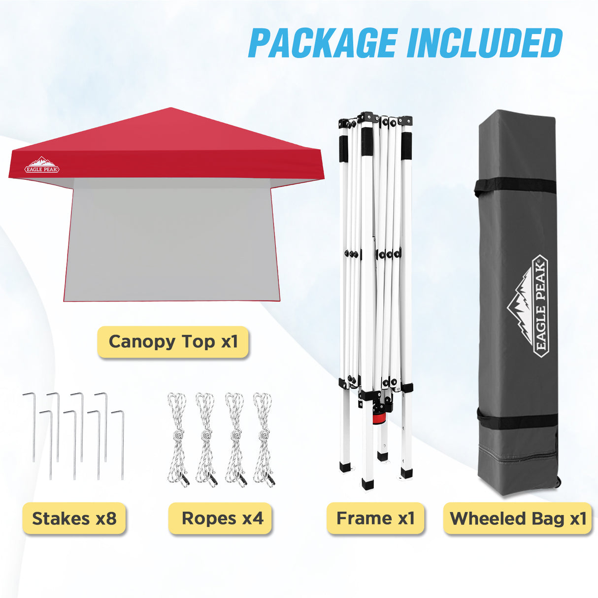 EAGLE PEAK 10x10 Pop Up Canopy Tent with Wall Panel, 10x10 Base 8x8 Top - Eagle Peak Canopy and Outdoor Products