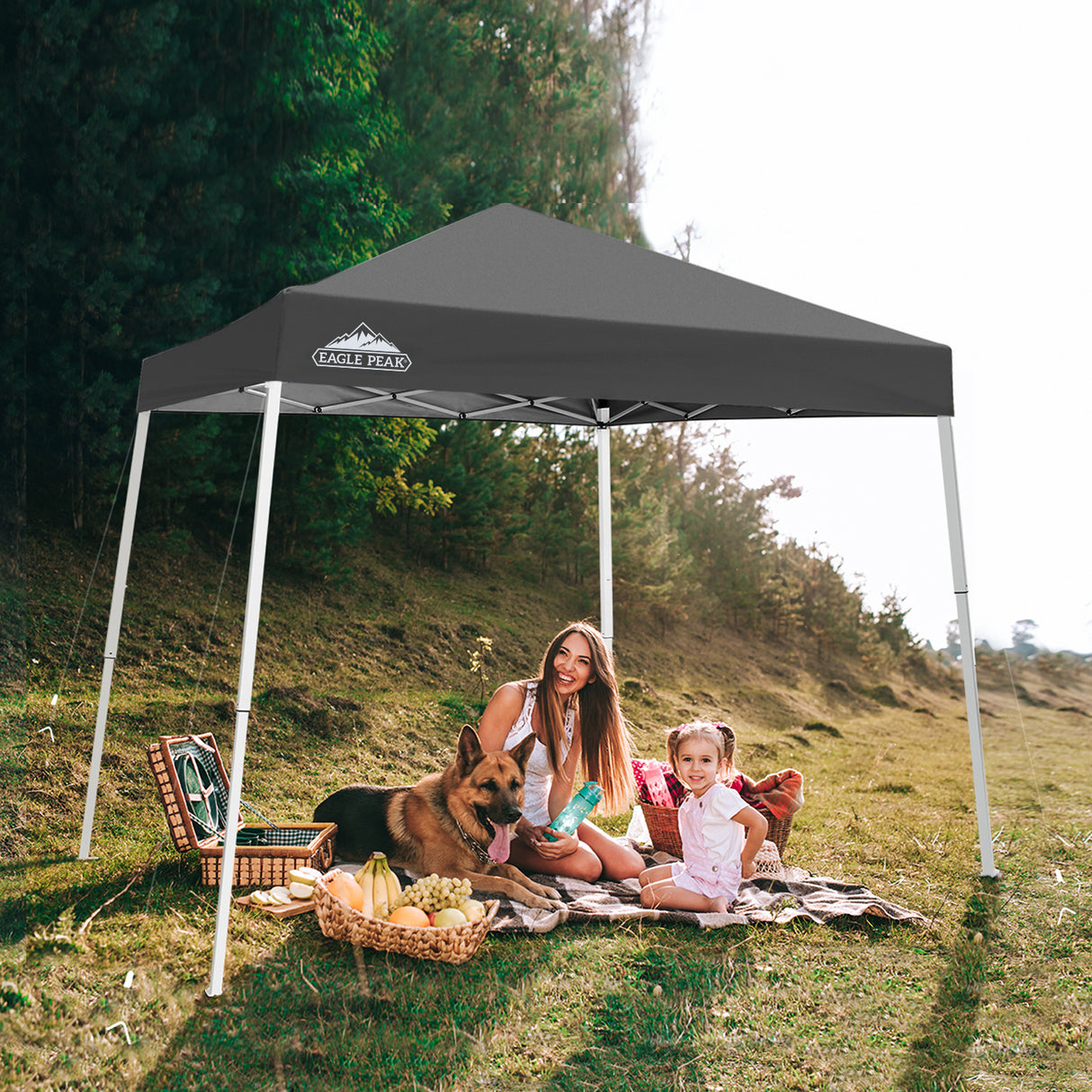 EAGLE PEAK Slant Leg Pop up Canopy Tent, 10x10 Base 8x8 Top