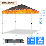 Easy Setup Straight Leg 10x10 Pop Up Canopy Tent Graphix Top w/ 100 sqft of Shade