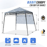 EAGLE PEAK 8x8 Pop Up Canopy Tent with Sidewall, 8x8 Base 6x6 Top