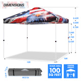 EAGLE PEAK E100/O100 Easy Setup 10x10 Straight Leg Pop Up Canopy Tent with Graphix Top