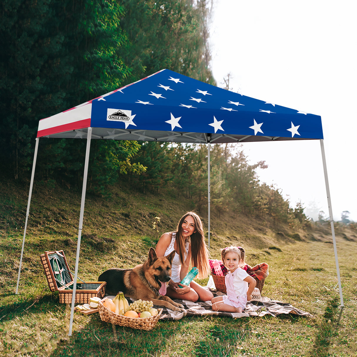 EAGLE PEAK Slant Leg Pop up Canopy Tent, 10x10 Base 8x8 Top