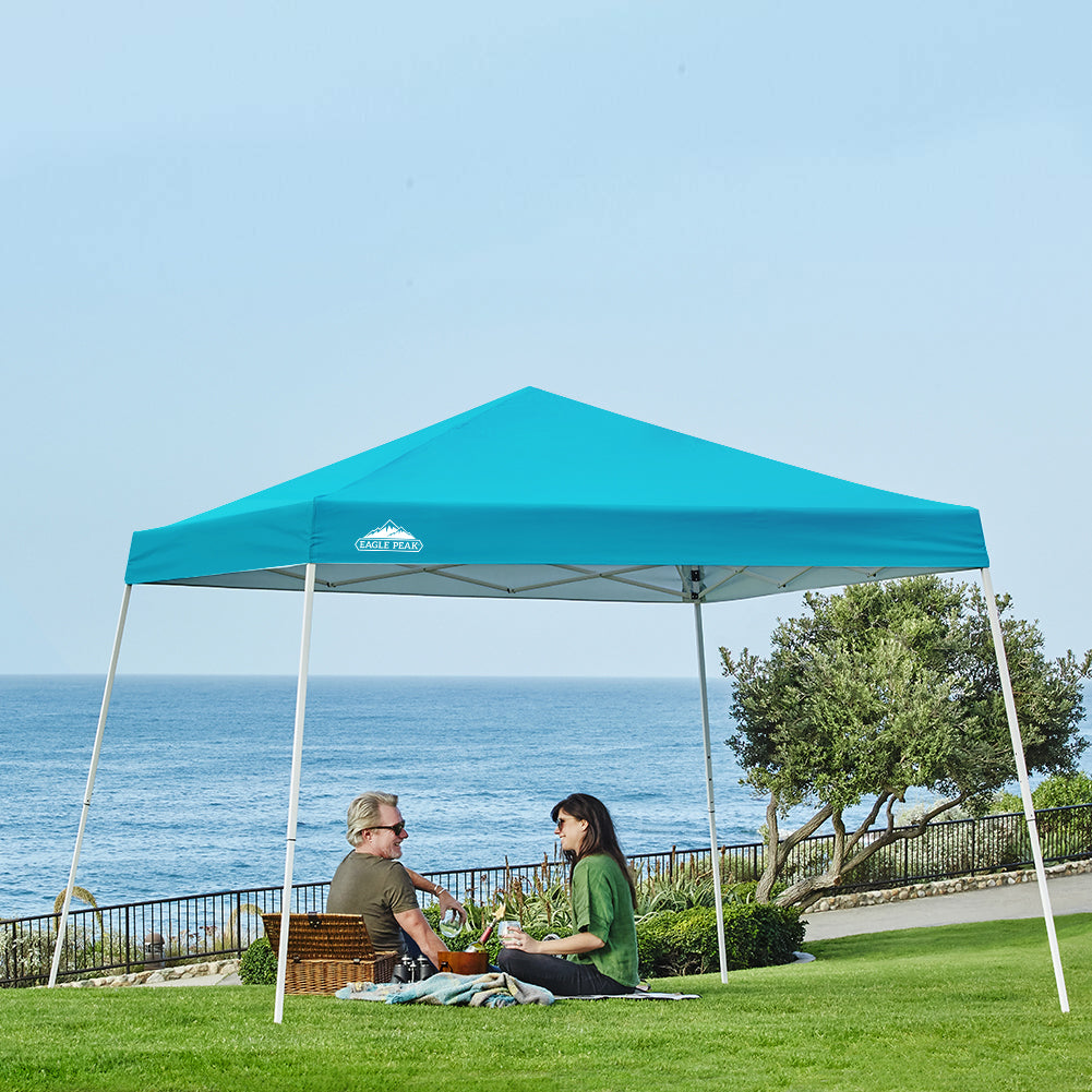 Slant Leg Pop up Canopy Tent, 10x10 Base 8x8 Top