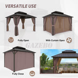 EAGLE PEAK Outdoor Aluminum Frame Galvanized Double Roof Gazebo, Includes Netting and Curtains - Eagle Peak Canopy and Outdoor Products