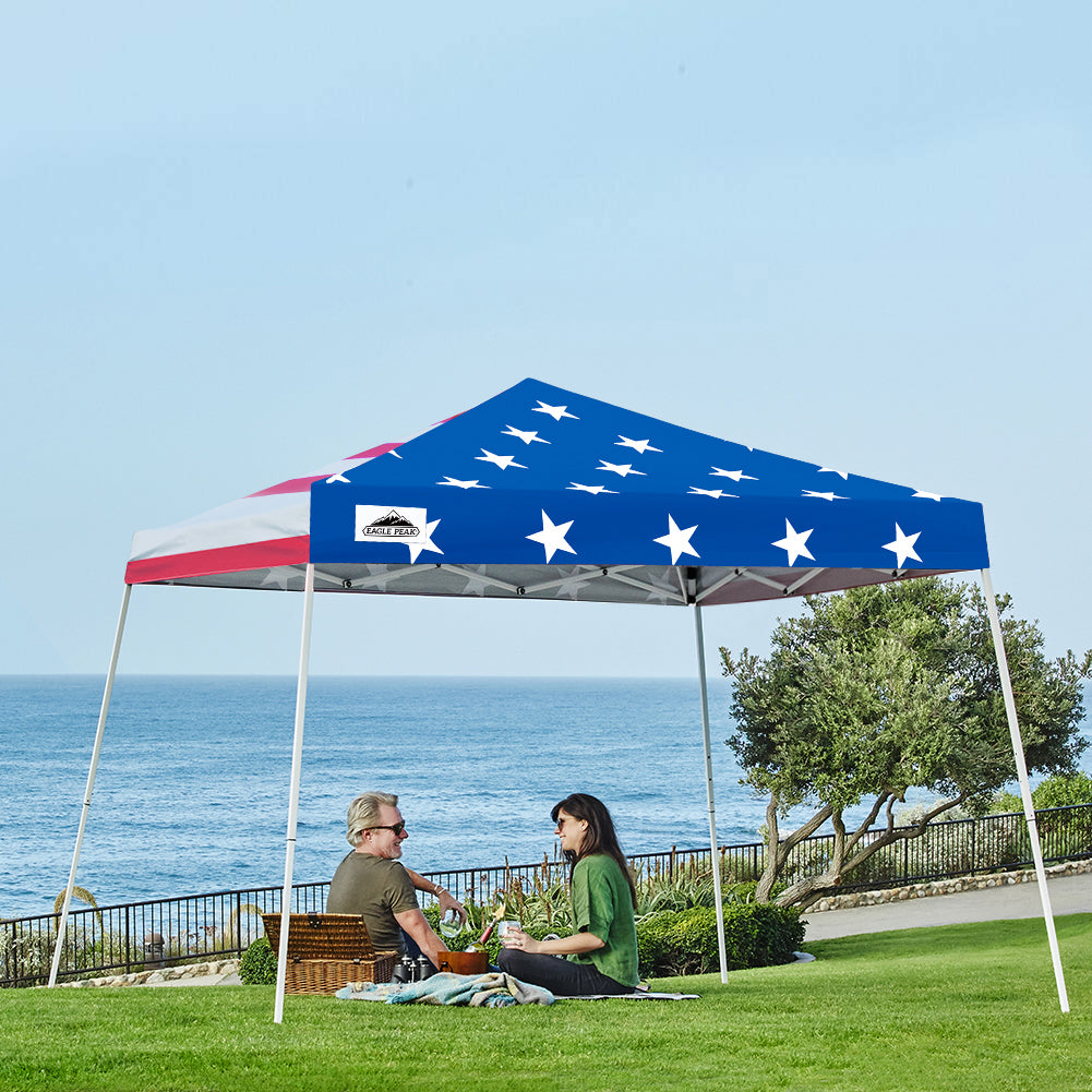 Slant Leg Pop up Canopy Tent, 10x10 Base 8x8 Top