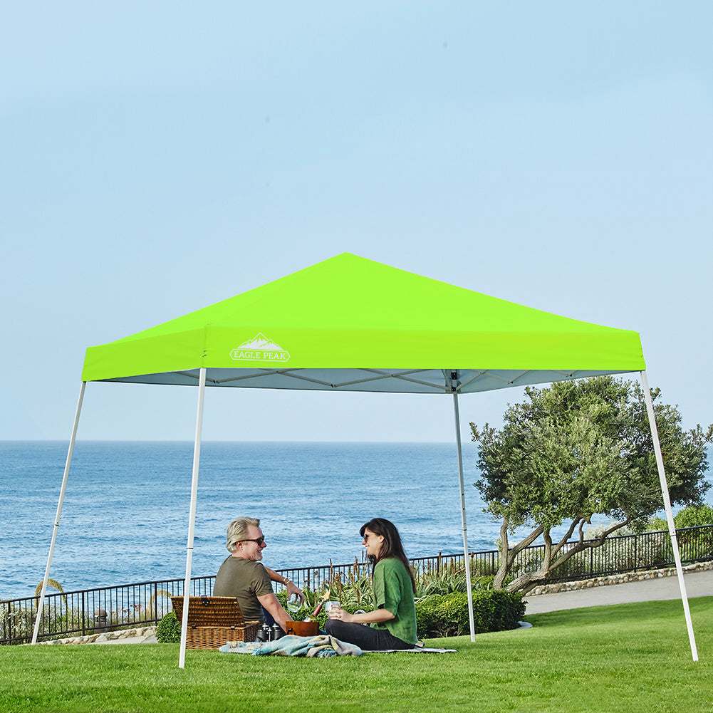 Slant Leg Pop up Canopy Tent, 10x10 Base 8x8 Top