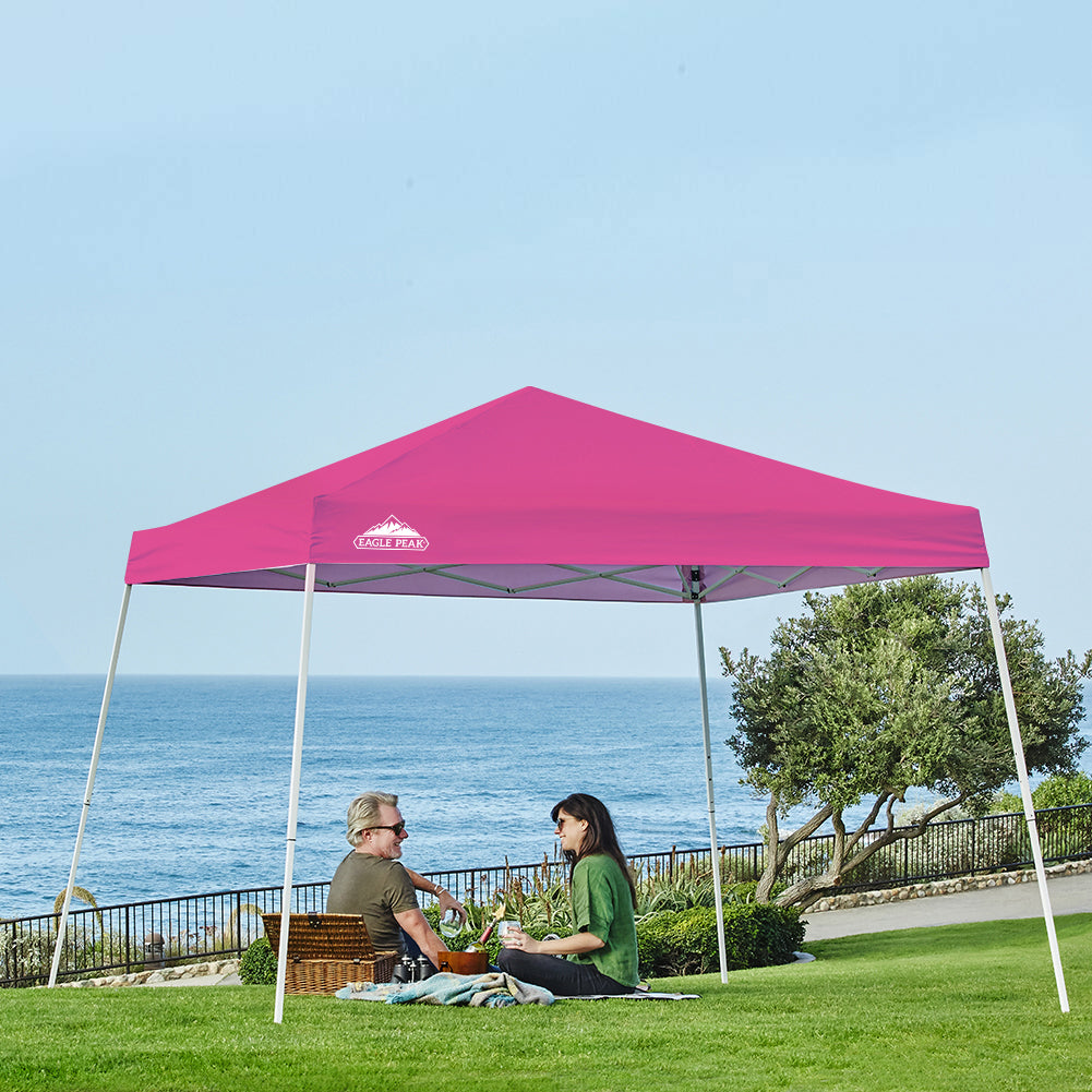 Slant Leg Pop up Canopy Tent, 10x10 Base 8x8 Top