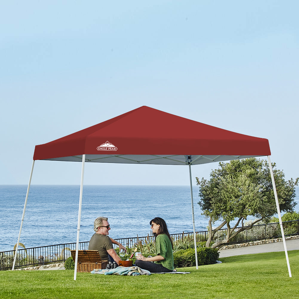 EAGLE PEAK Slant Leg Pop up Canopy Tent, 10x10 Base 8x8 Top