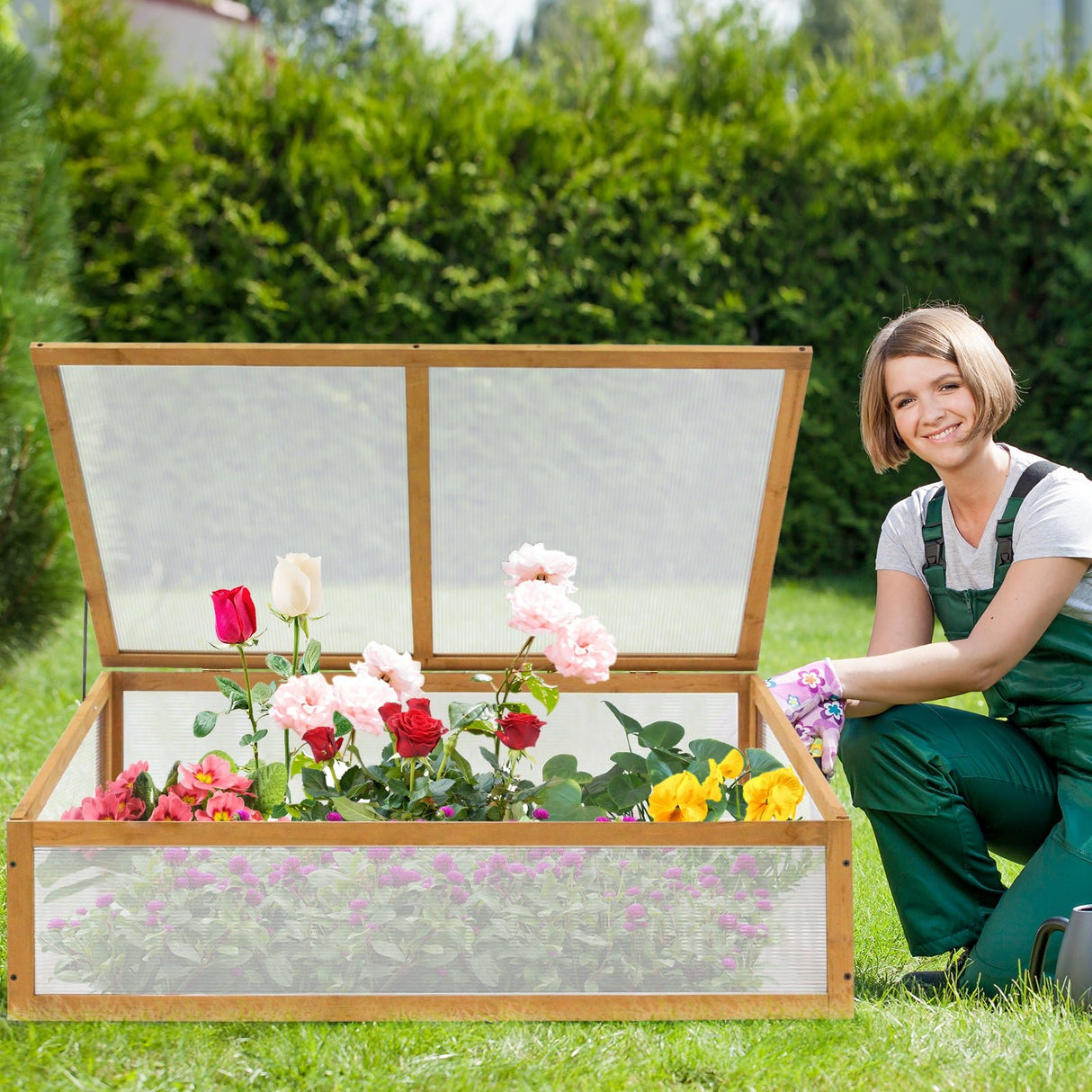 Garden Cold Frame Greenhouse, 39.4''x25.4''x15.9'' - Eagle Peak Custom Canopy Tent