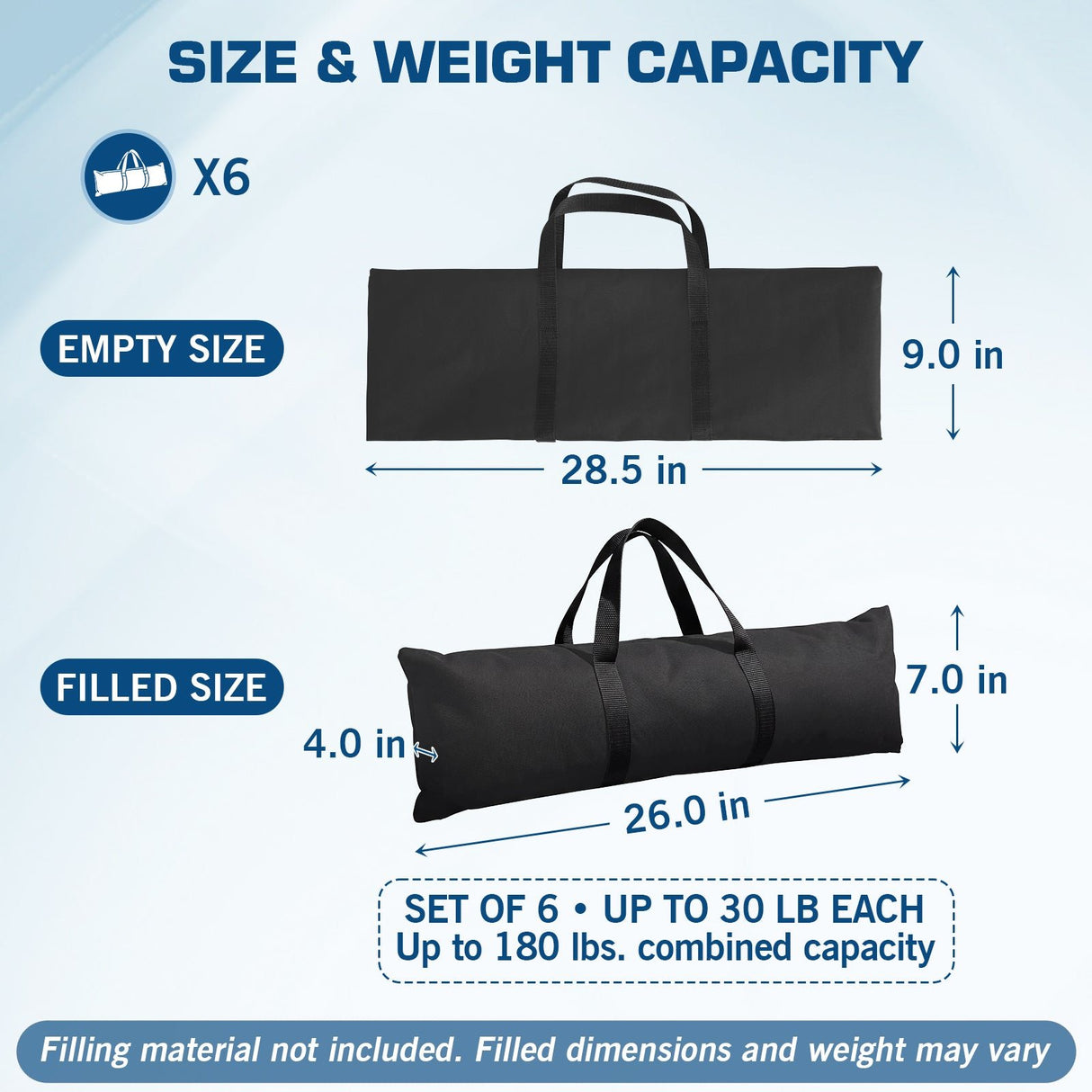 Greenhouse Sandbags Heavy Duty Weights for Greenhouse Skirt, 4/6 Pack - Eagle Peak®