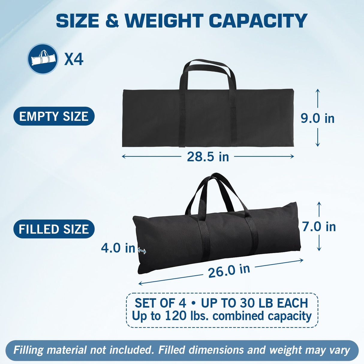 Greenhouse Sandbags Heavy Duty Weights for Greenhouse Skirt, 4/6 Pack - Eagle Peak®