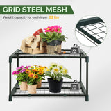 Greenhouse Shelving Staging Double 2 Tier, 27" x 19" x 16", Green - Eagle Peak Custom Canopy Tent