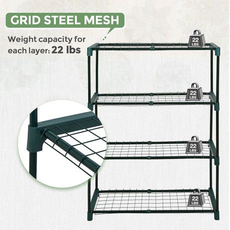 Greenhouse Shelving Staging Double 4 Tier, 30" x 12" x 42", Green - Eagle Peak Custom Canopy Tent