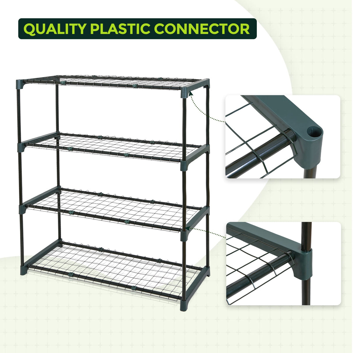 Greenhouse Shelving Staging Double 4 Tier, 35" x 12" x 42", Green - Eagle Peak Custom Canopy Tent