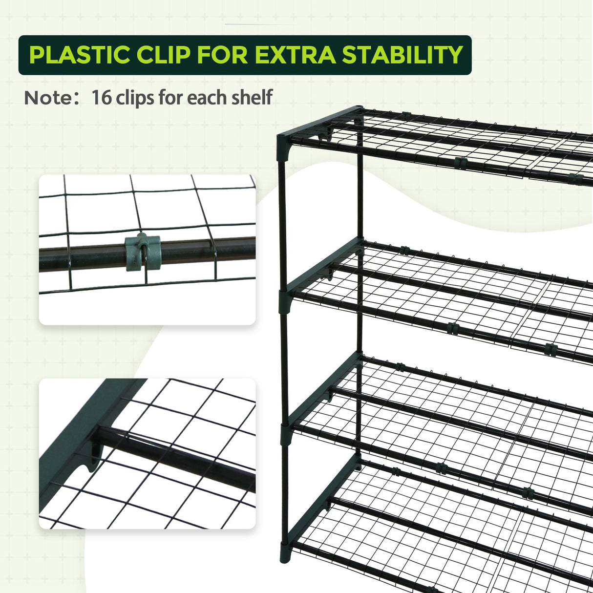 Greenhouse Shelving Staging Double 4 Tier, 42" x 18" x 42", Green - Eagle Peak Custom Canopy Tent