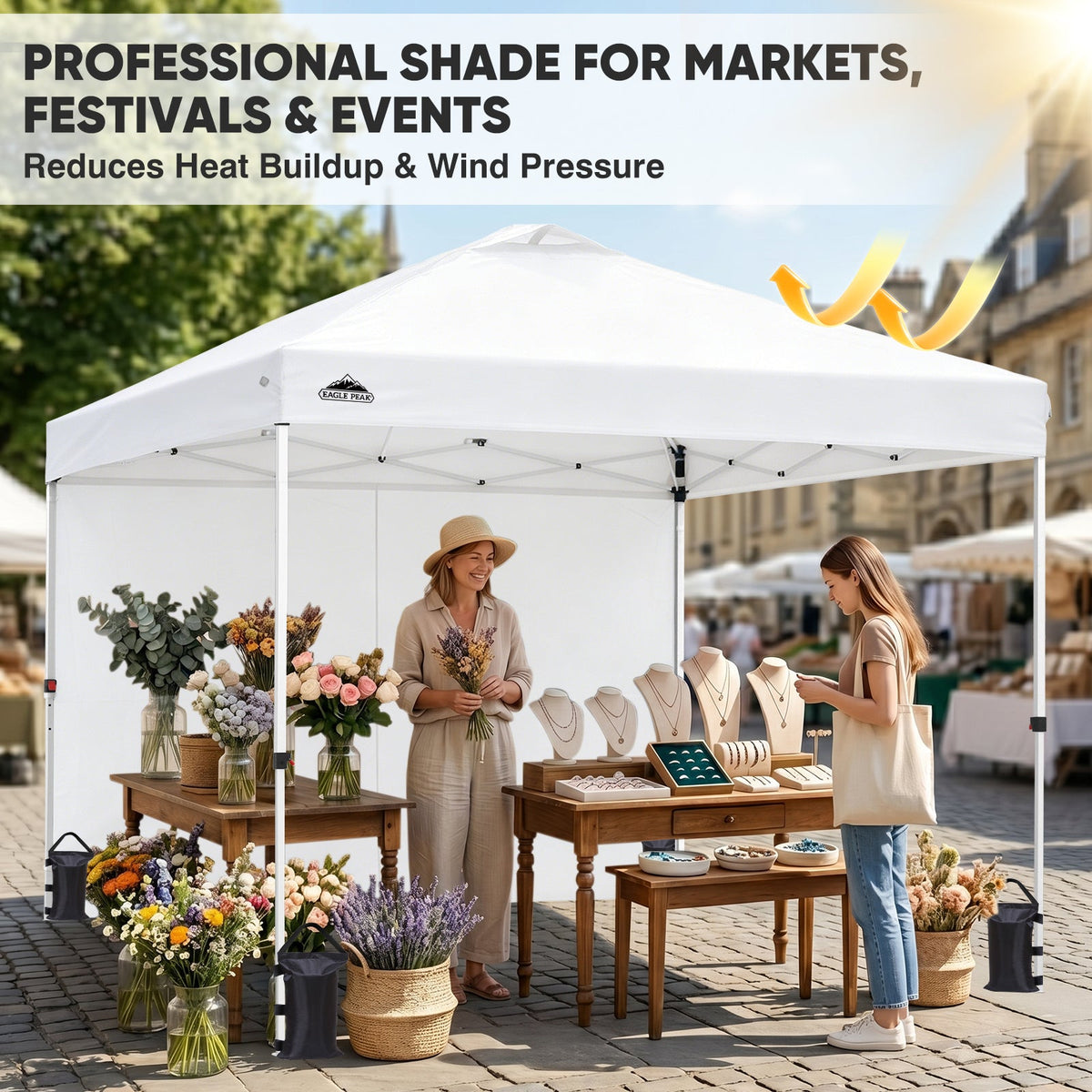Heavy Duty 10x10 Pop Up Canopy Tent, 1 Canopy Sidewall - Eagle Peak®