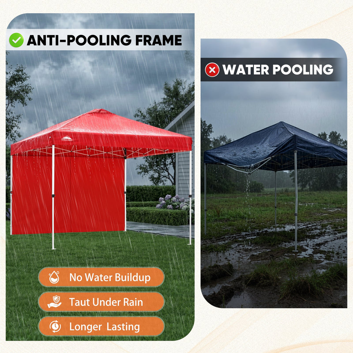 Heavy Duty 10x10 Pop Up Canopy Tent, 1 Canopy Sidewall - Eagle Peak®