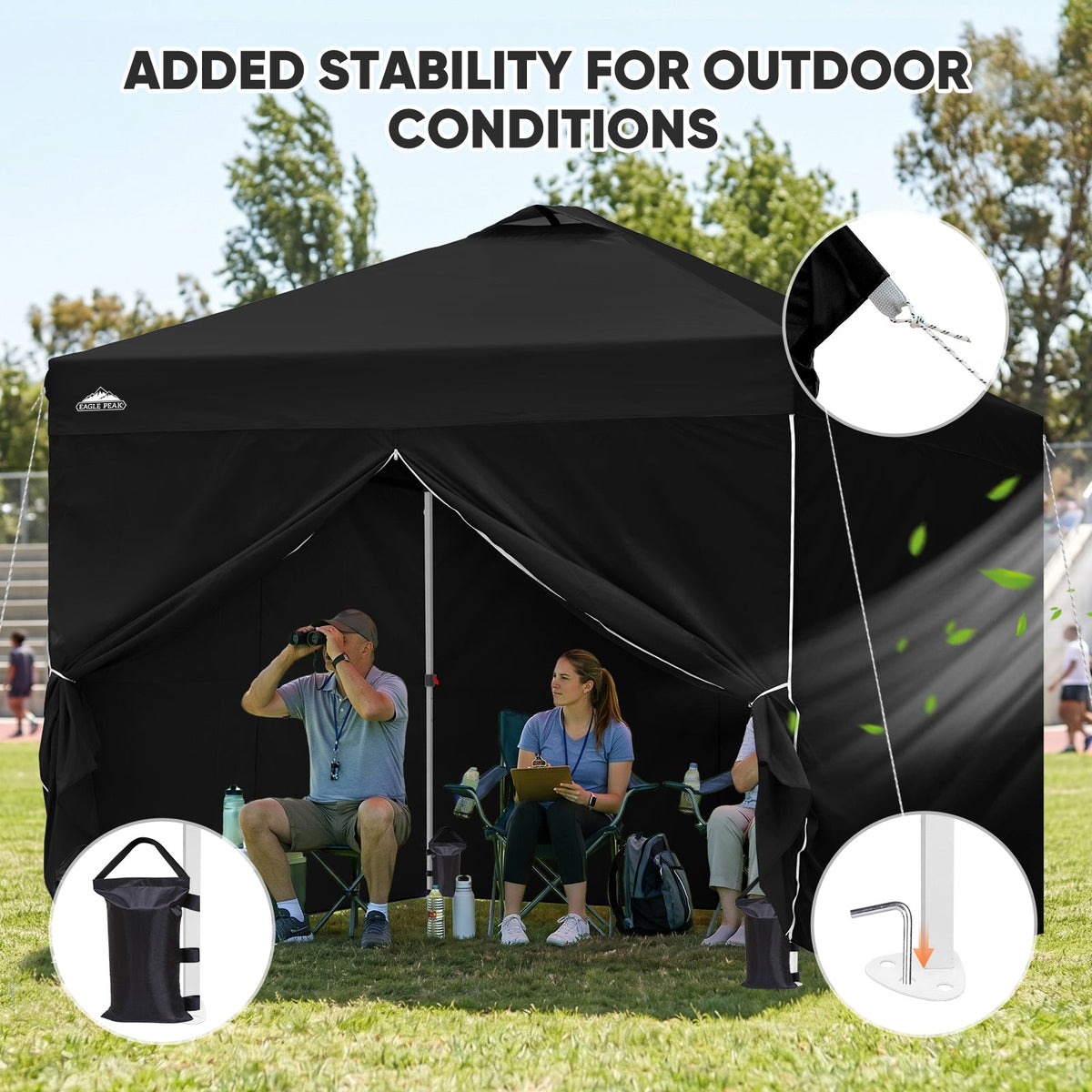 Heavy Duty 10x10 Pop Up Canopy Tent, 4 Canopy Sidewalls - Eagle Peak®