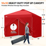 Heavy Duty 10x10 Pop Up Canopy Tent, 4 Canopy Sidewalls - Eagle Peak®