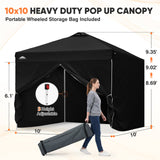 Heavy Duty 10x10 Pop Up Canopy Tent, 4 Canopy Sidewalls - Eagle Peak®